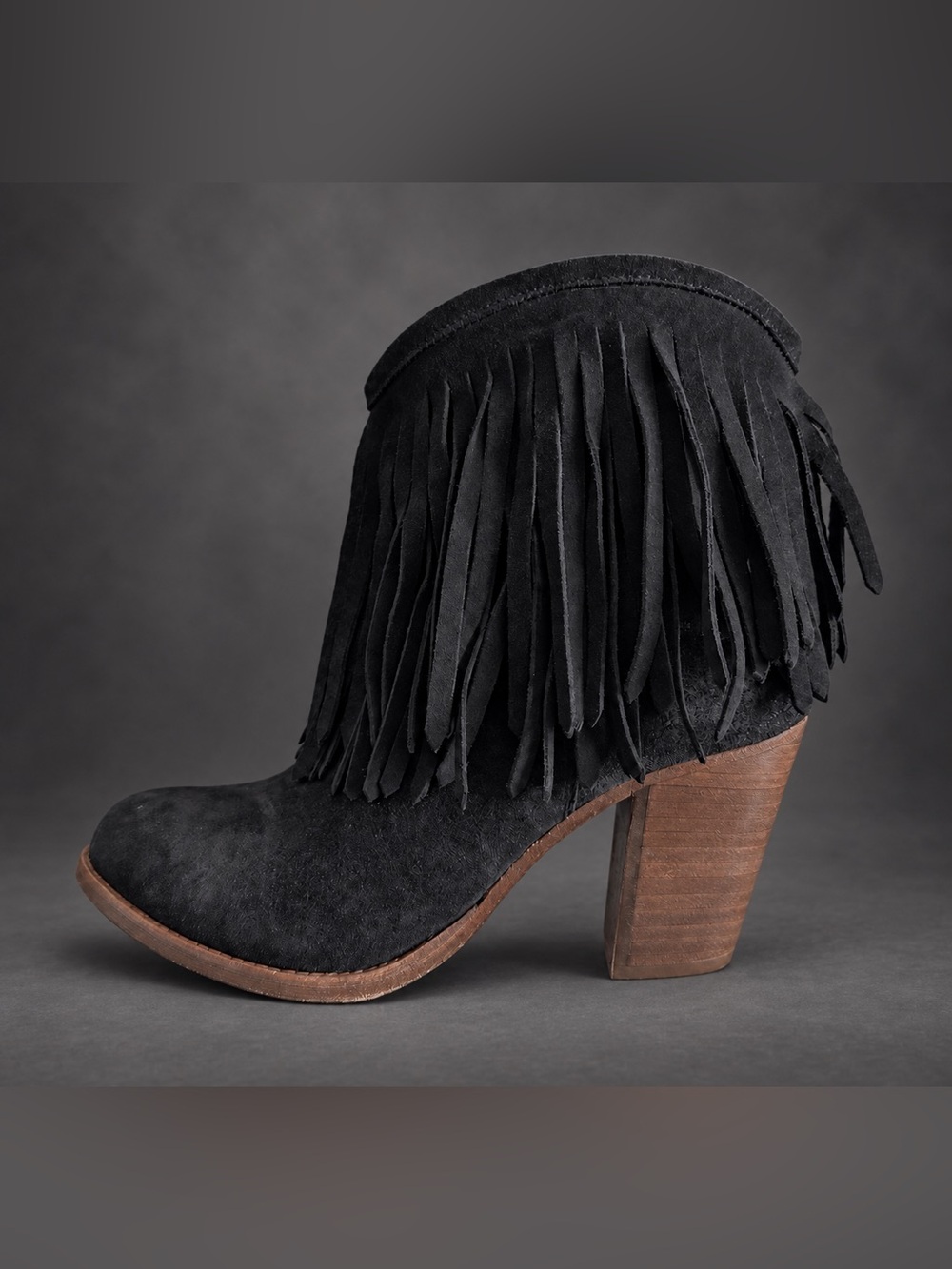 FRYE Ilana Fringe Short Black Suede Boots Size 8.5B NEW Retail $368